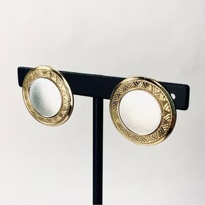 Vintage Nuri Signed Round Silver Gold-tone Post Stud Earrings